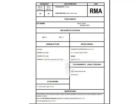 Terreno en Venta 18  mts Fondo