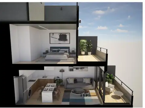 Departamento Monoambiente con 2 baños