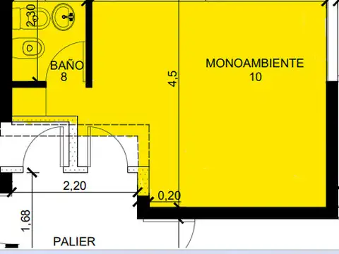 Departamento Monoambiente con 1 baño