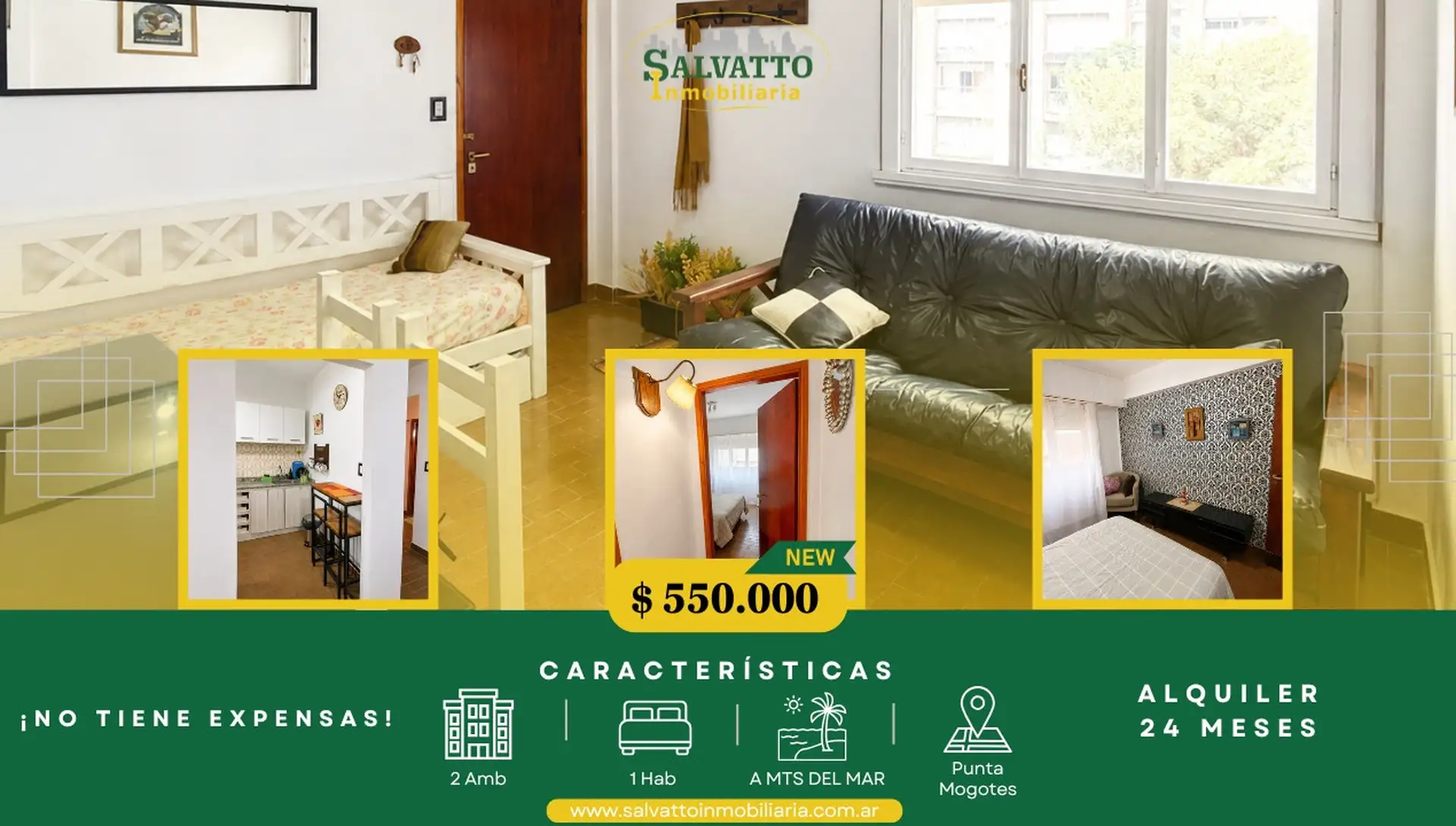 Departamento 2 ambientes en alquiler a metros de Waikiki