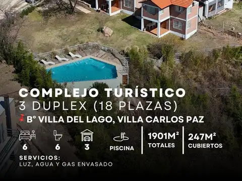 Complejo Turístico De 3 Duplex C/Pileta En 1.901M² De Terreno En Villa Del Lago, Villa Carlos Paz