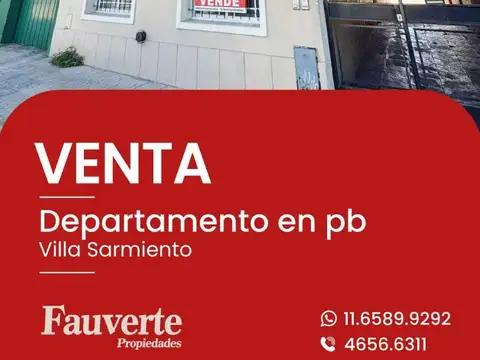 DEPARTAMENTO EN PLANTA BAJA EN VILLA SARMIENTO. VENTA
