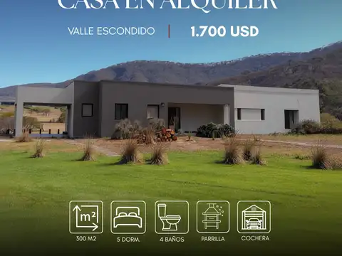 Casa en alquiler de 3 dormitorios en Valle Escondido