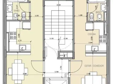 Departamento 2 ambientes con 1 baño