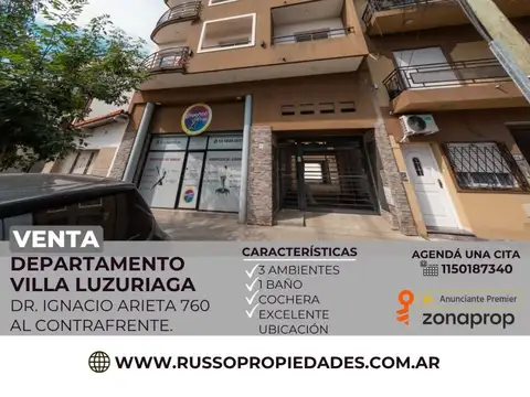 Venta departamento 3 ambientes Villa Luzuriaga