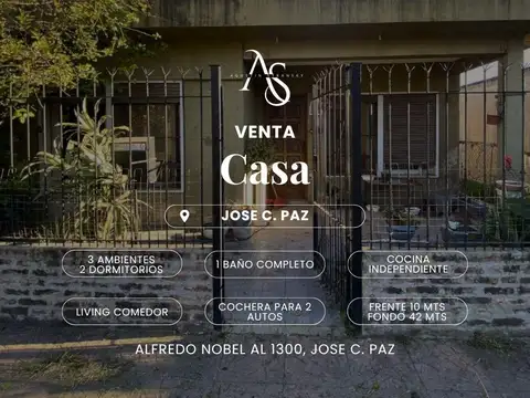 casa  eventa   de 3 aambiente en José Clemente Paz calle nobel