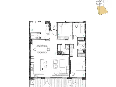 Departamento 4 ambientes con 3 baños