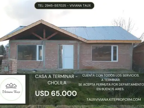 Se vende Casa a terminar en Cholila