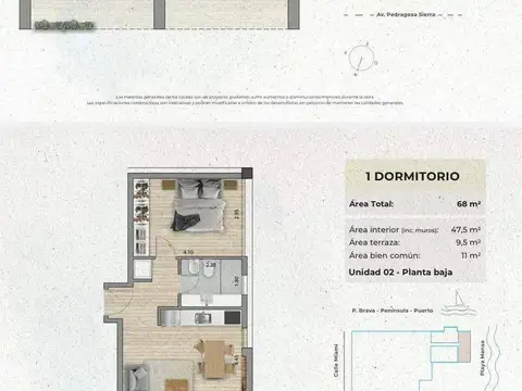 Departamento Monoambiente con 1 baño