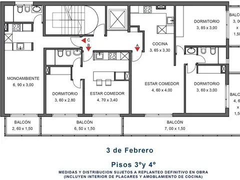 Amplio departamento de dos dormitorios con balcón