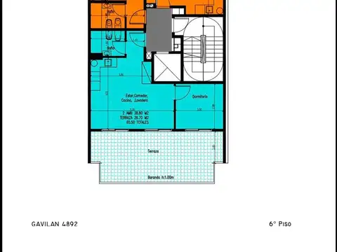 Departamento 2 ambientes con 1 baño
