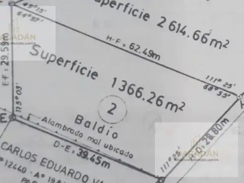 Terreno en Venta de 1366,0 m2