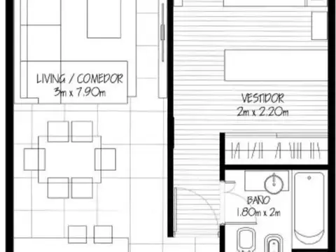 Departamento en Venta de 1 dormitorio