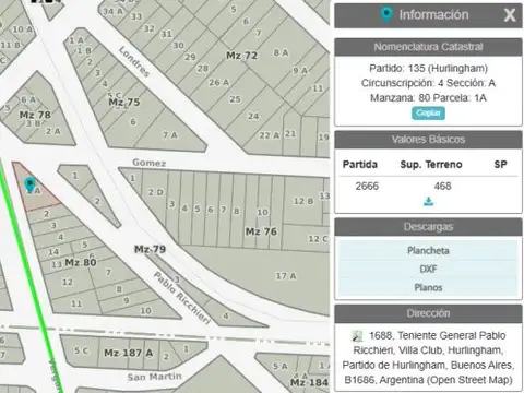 Terreno en Venta de 1391,0 m2