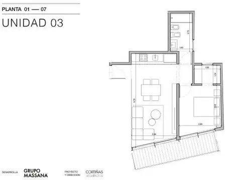 Departamento 2 ambientes con 1 baño