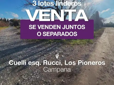 Tres lotes linderos 1.994,63 m² en Barrio Los Pioneros