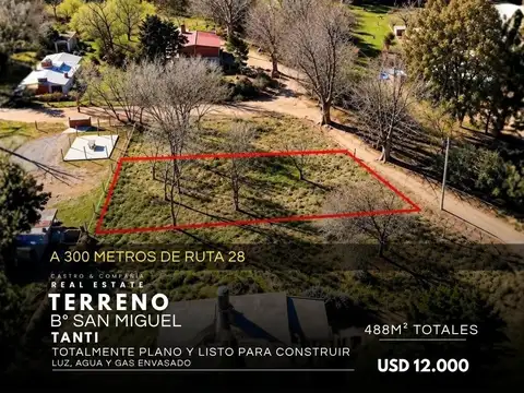 Venta Oportunidad Terreno De 488 m2 Totalmente Plano En Barrio San Miguel Tanti