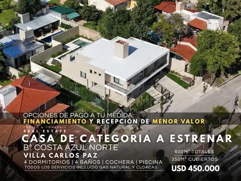 Venta Casa De Categoría a Estrenar con Piscina Infinita, Quincho y 4 Dormitorios en Costa Azul Norte
