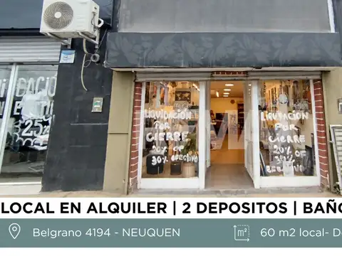 LOCAL EN ALQUILER EN NEUQUÉN SOBRE AVENIDA BELGRAN