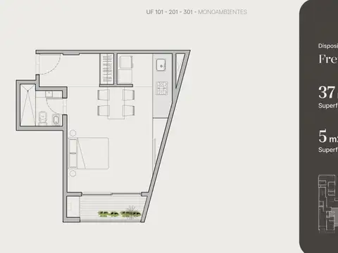 Departamento en Venta de Monoambiente