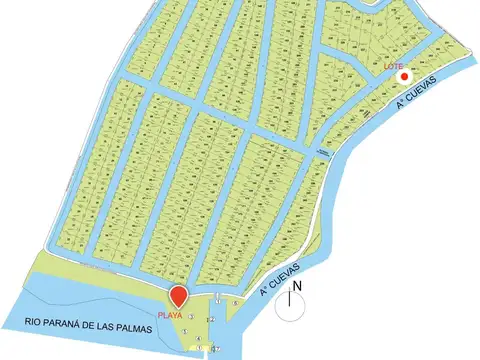 Lote doble vista agua A° Cuevas en vta. Barrio nautico Albardon