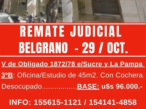 REMATE JUDICIAL - OFICINA/ESTUDIO + COCHERA - DESOCUPADO,