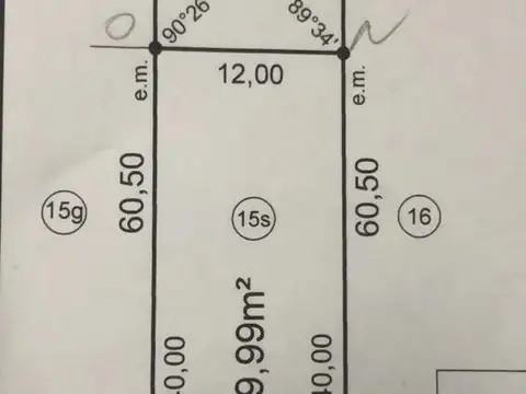 Terreno en Venta 12  mts Frente