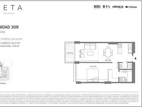 Departamento en Venta de 2 ambientes