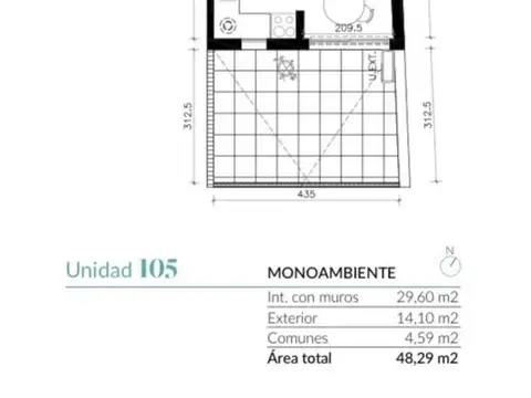 Venta monoambiente con patio en Cordón