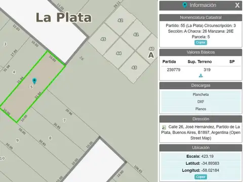 Terreno en Venta en La Plata, Partido de La Plata