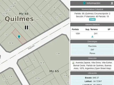 Terreno en Venta en Bernal Oeste, USD 55.000