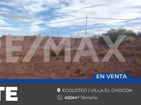 VENTA LOTE 450m2 ECOLOTEO "VILLA EL CHOCON"