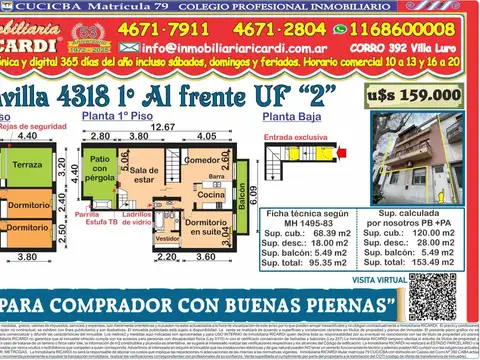 PARA COMPRADOR CON BUENAS PIERNAS - PH 1º piso entrada exc.