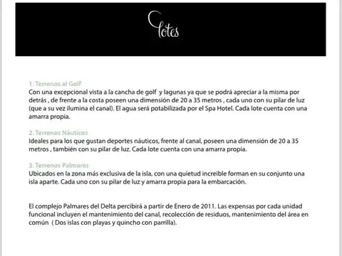 Terreno en Venta en Islas, USD 24.000