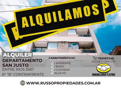 Alquiler Monoambiente con Cochera- San Justo