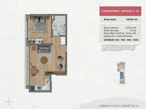 VENTA Apartamento de 1 dormitorio PUNTA CARRETAS