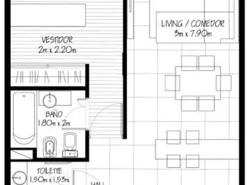 Departamento en Venta de 1 dormitorio