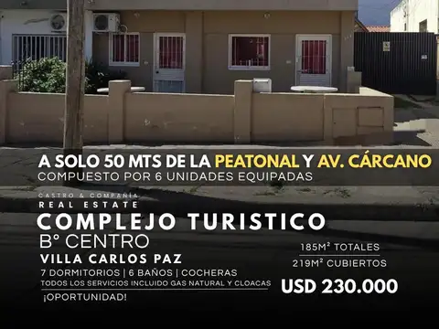 Venta Complejo Turístico De 6 Departamentos Equipados En Pleno Centro De Villa Carlos Paz