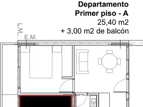 Departamento en Venta de 2 ambientes