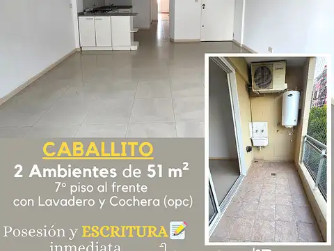 DUEÑO VENDE SIN COMISIÓN: EXCELENTE 2 AMBIENTES 51 m² MUY LUMIOSO - SEMIPISO de CATEGORÍA con BALCÓN ATERRAZADO y LAVADERO - a METROS del SUBTE "A" - COCHERA opcional