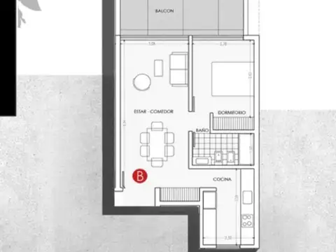 Departamento en Venta de 1 dormitorio