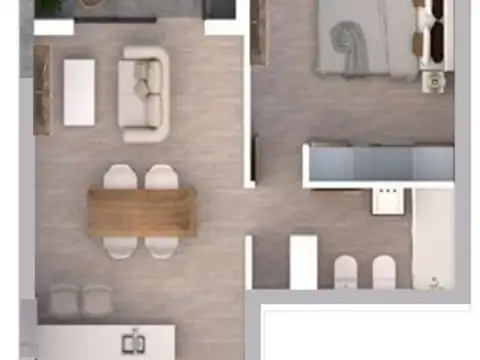 Departamento 2 ambientes con 1 baño