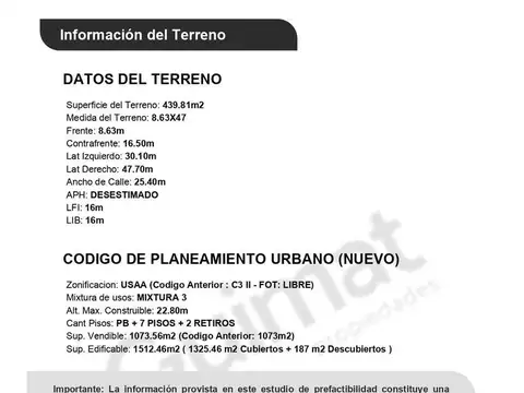 Terreno en Venta de 439,0 m2