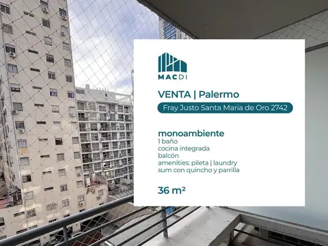Excelente Dpto. mono ambiente super amplio divisible en venta con amenities
