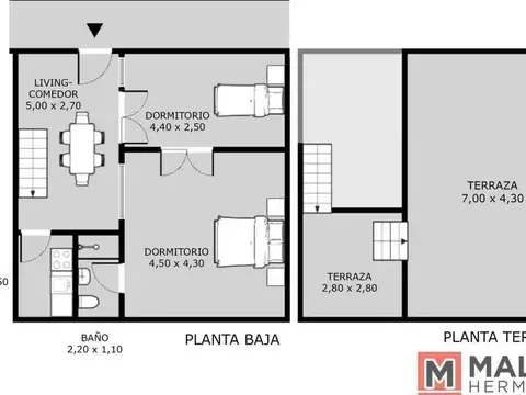 Depto Tipo Casa en Venta de 3 ambientes