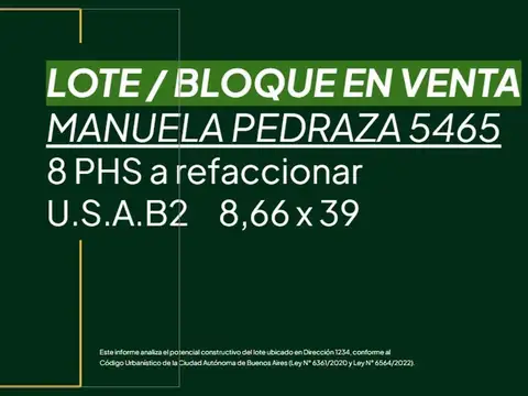 Oportunidad 8 Phs a refaccionar l Lote l Usab 2 l 8,66x39