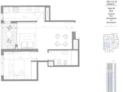 Departamento en Venta de 1 dormitorio