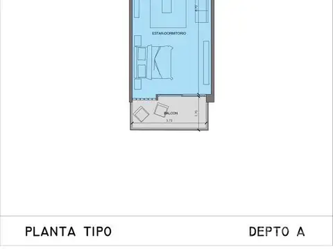 Departamento Monoambiente con 1 baño