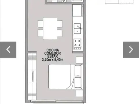 Departamento Monoambiente con 1 baño