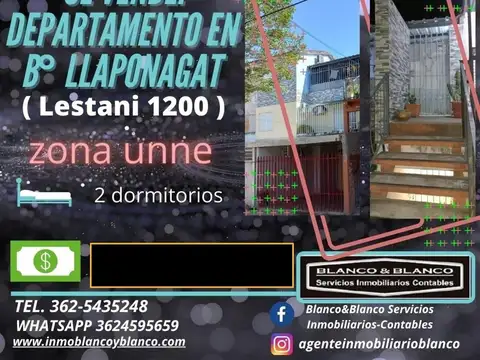 SE VENDE: B° LLAPONAGAT Dpto. de 2 dormitorios zona UNNE